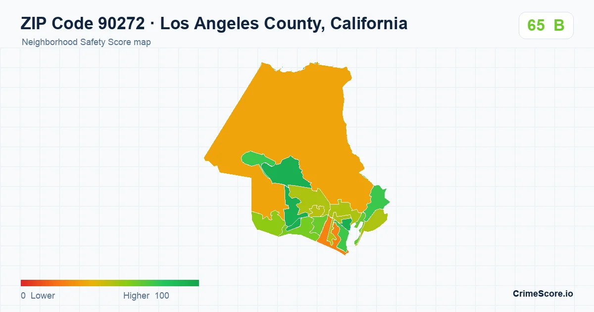ZIP Code 90272 in Los Angeles County, California neighborhood Safety Score map
