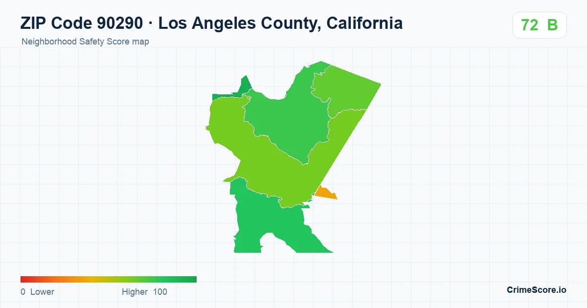 ZIP Code 90290 in Los Angeles County, California neighborhood Safety Score map