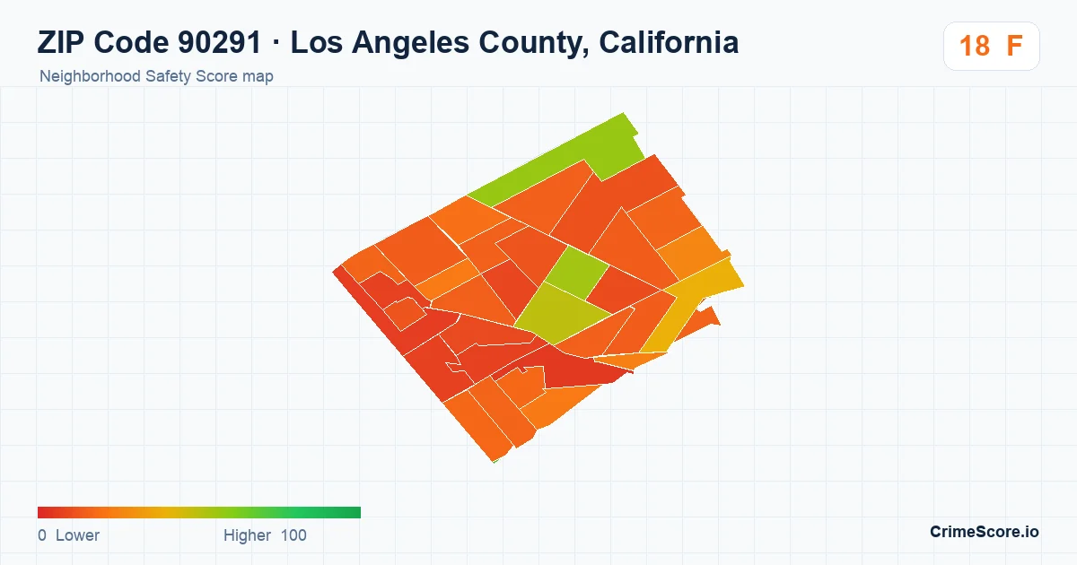 ZIP Code 90291 in Los Angeles County, California neighborhood Safety Score map