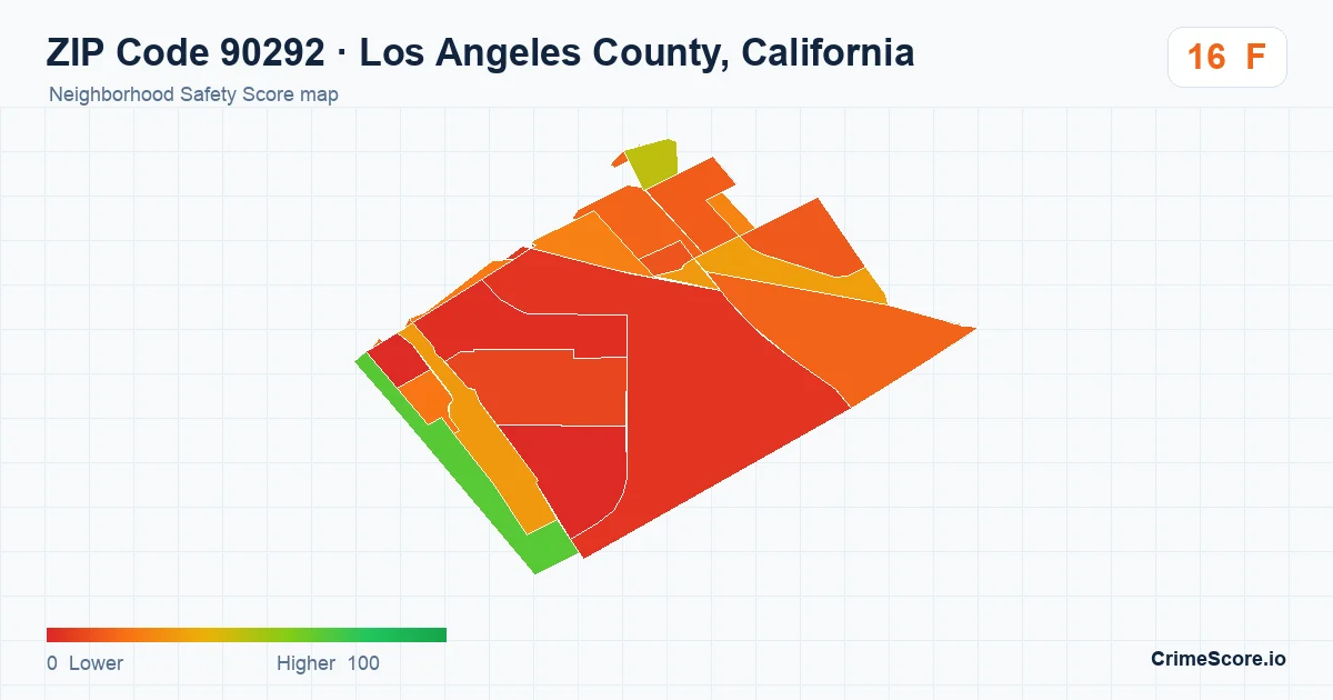 ZIP Code 90292 in Los Angeles County, California neighborhood Safety Score map
