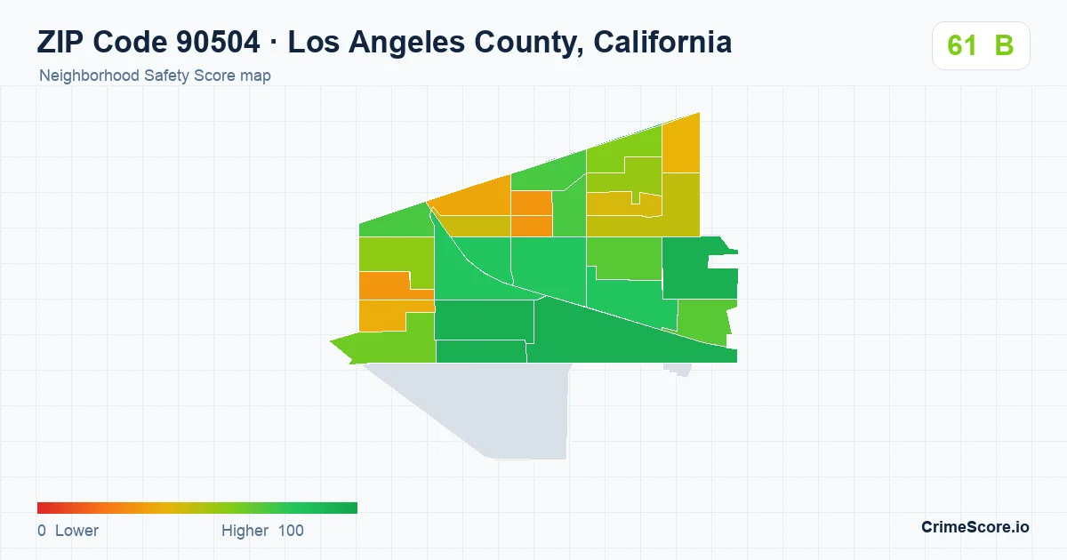 ZIP Code 90504 in Los Angeles County, California neighborhood Safety Score map