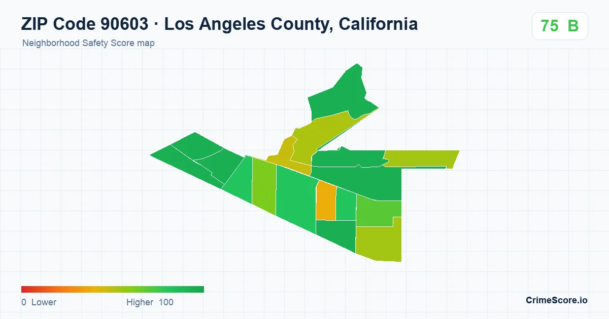 ZIP Code 90603 in Los Angeles County, California neighborhood Safety Score map