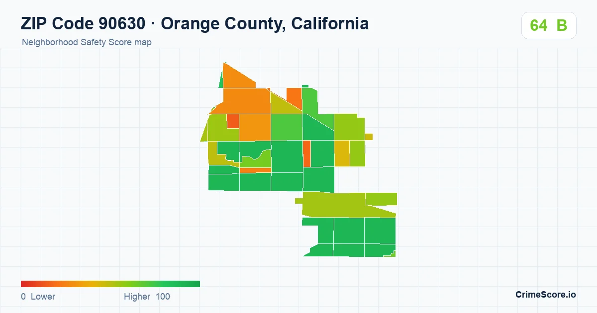 ZIP Code 90630 in Orange County, California neighborhood Safety Score map