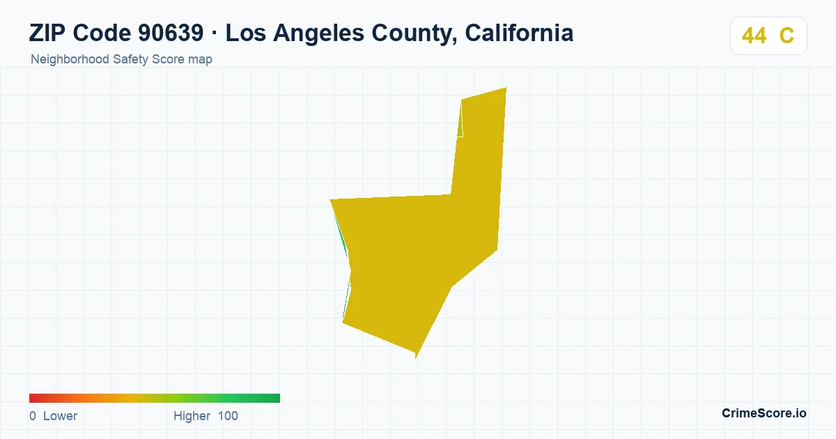 ZIP Code 90639 in Los Angeles County, California neighborhood Safety Score map