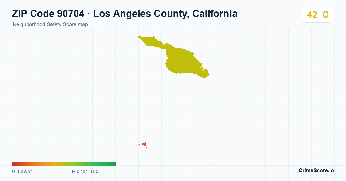 ZIP Code 90704 in Los Angeles County, California neighborhood Safety Score map