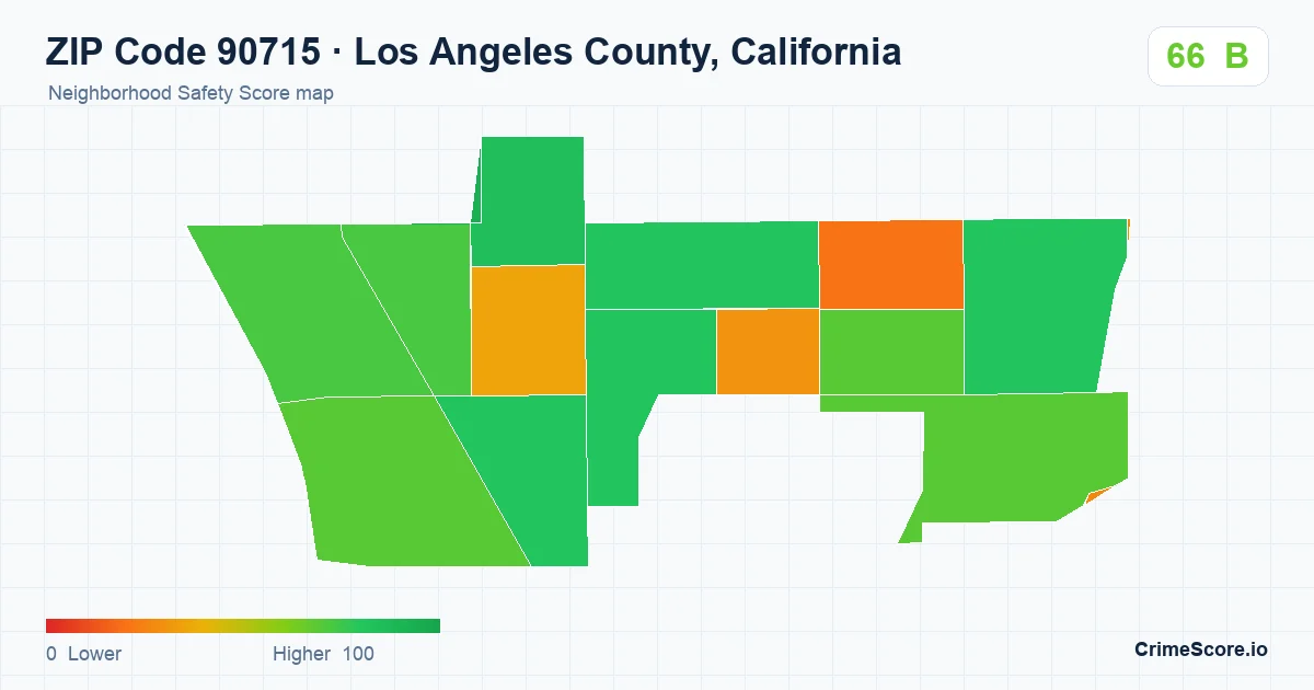 ZIP Code 90715 in Los Angeles County, California neighborhood Safety Score map