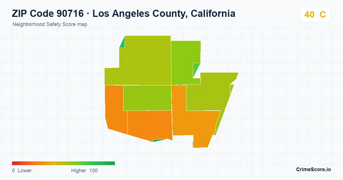 ZIP Code 90716 in Los Angeles County, California neighborhood Safety Score map