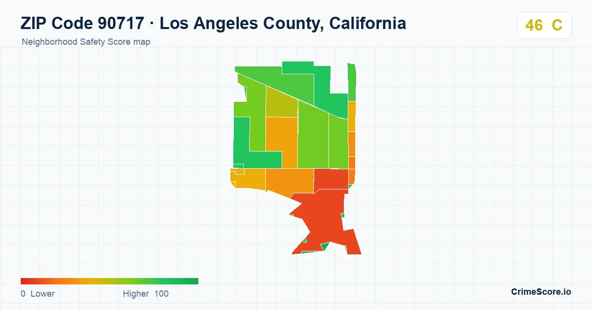 ZIP Code 90717 in Los Angeles County, California neighborhood Safety Score map