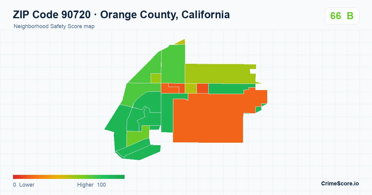 ZIP Code 90720 in Orange County, California neighborhood Safety Score map