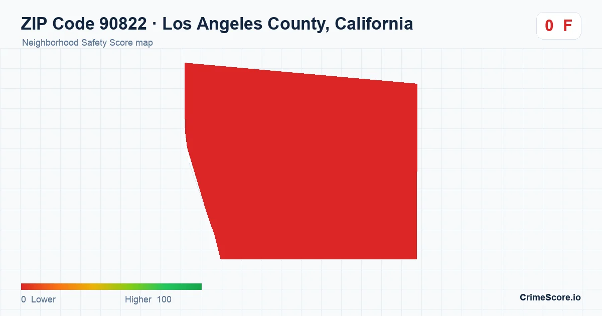 ZIP Code 90822 in Los Angeles County, California neighborhood Safety Score map