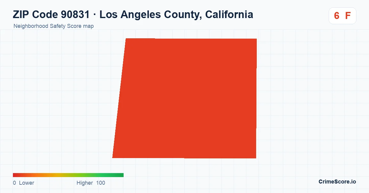 ZIP Code 90831 in Los Angeles County, California neighborhood Safety Score map
