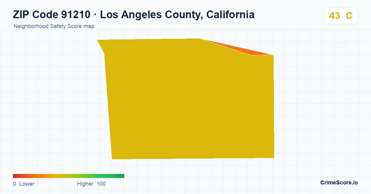 ZIP Code 91210 in Los Angeles County, California neighborhood Safety Score map