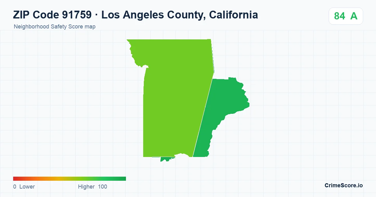 ZIP Code 91759 in Los Angeles County, California neighborhood Safety Score map
