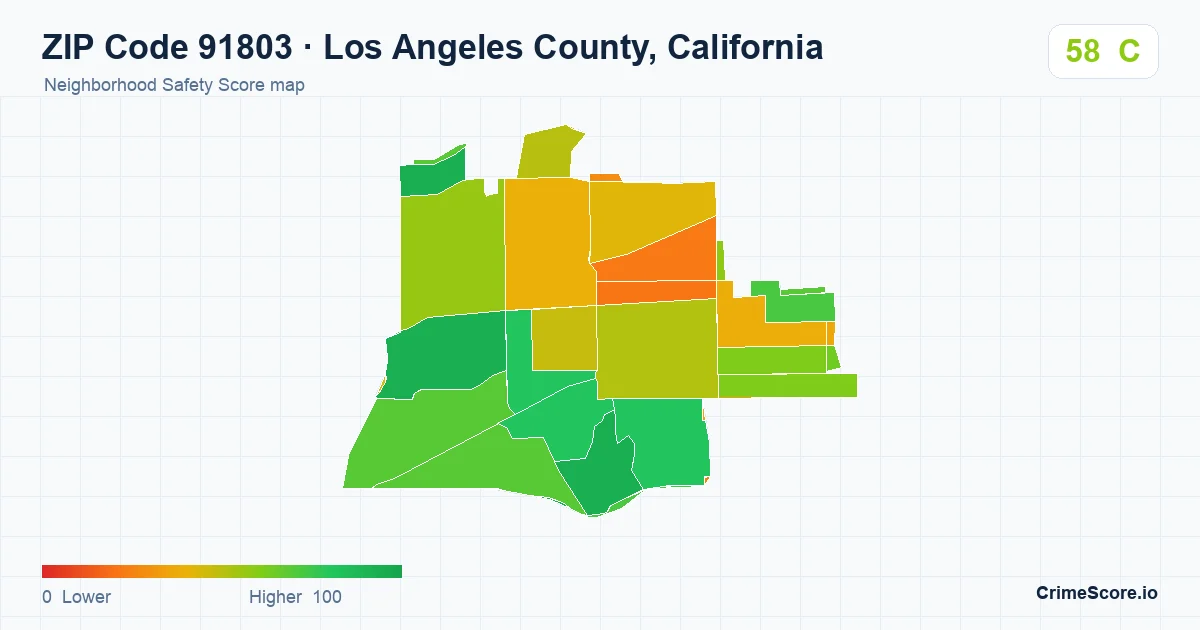ZIP Code 91803 in Los Angeles County, California neighborhood Safety Score map