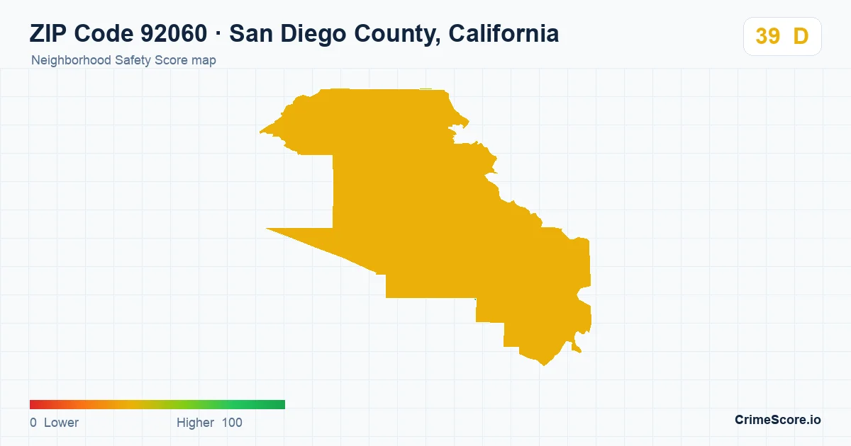ZIP Code 92060 in San Diego County, California neighborhood Safety Score map