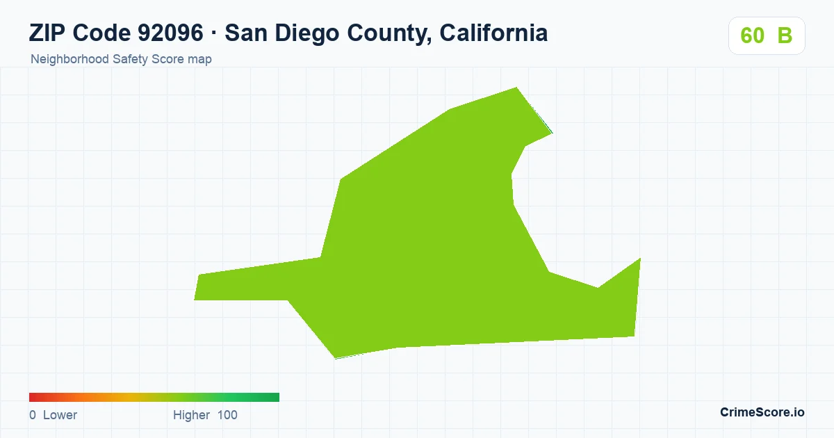 ZIP Code 92096 in San Diego County, California neighborhood Safety Score map