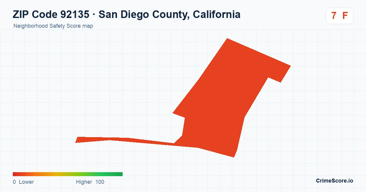 ZIP Code 92135 in San Diego County, California neighborhood Safety Score map