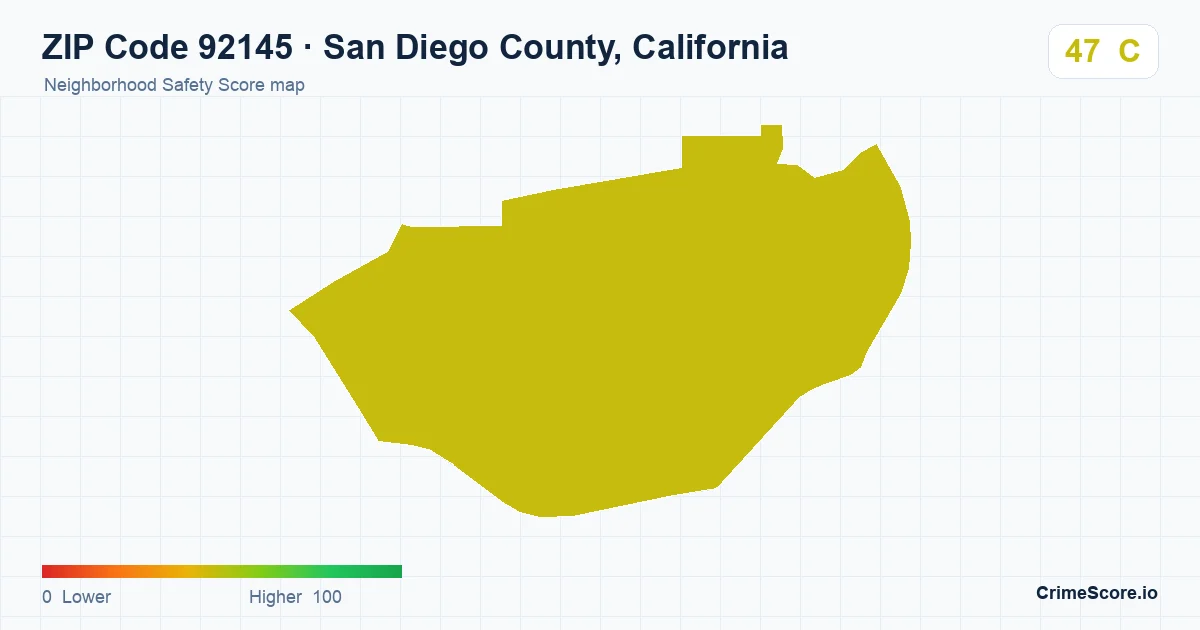 ZIP Code 92145 in San Diego County, California neighborhood Safety Score map