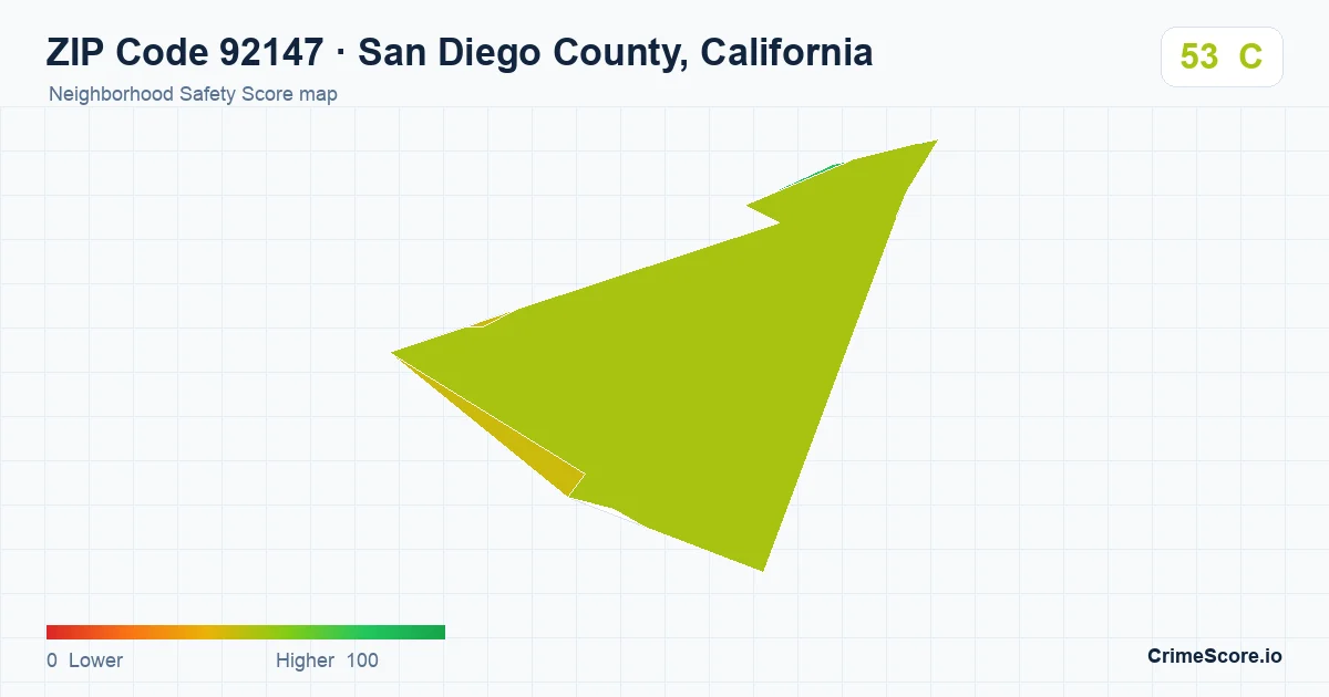 ZIP Code 92147 in San Diego County, California neighborhood Safety Score map