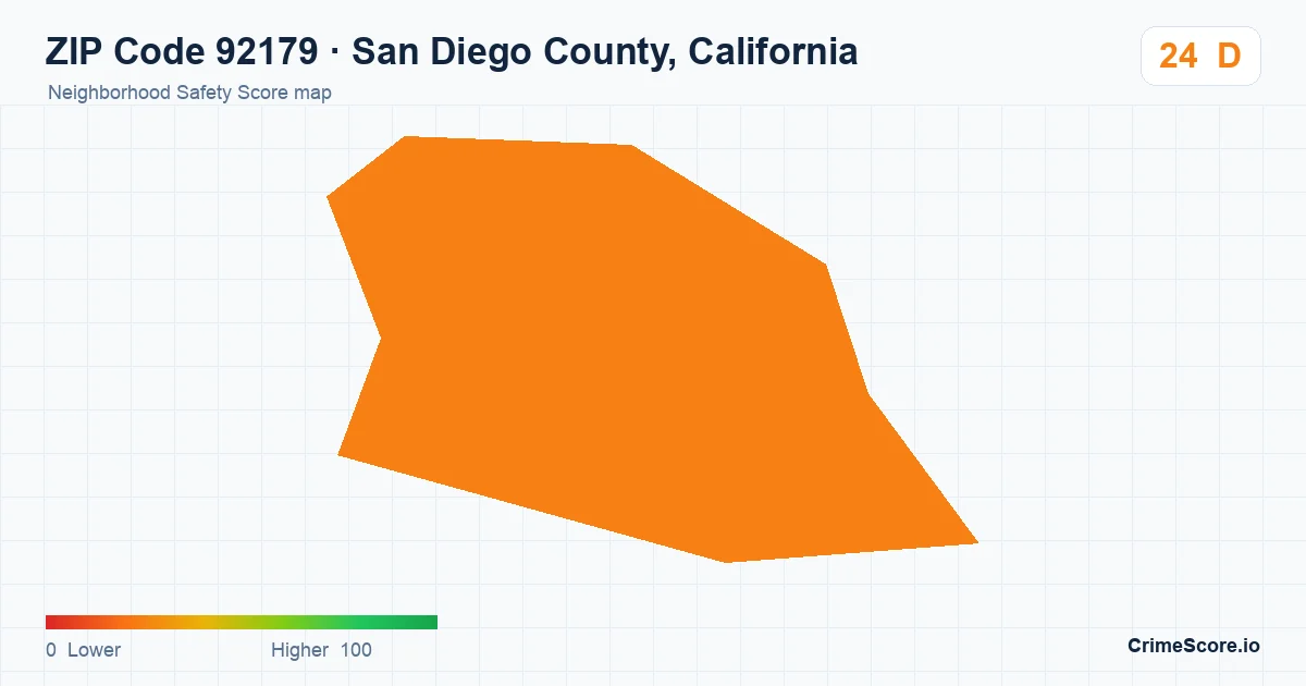 ZIP Code 92179 in San Diego County, California neighborhood Safety Score map