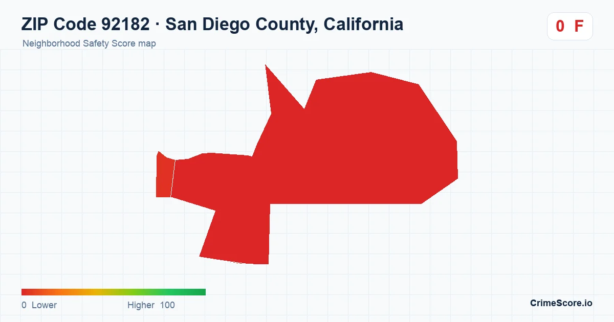 ZIP Code 92182 in San Diego County, California neighborhood Safety Score map