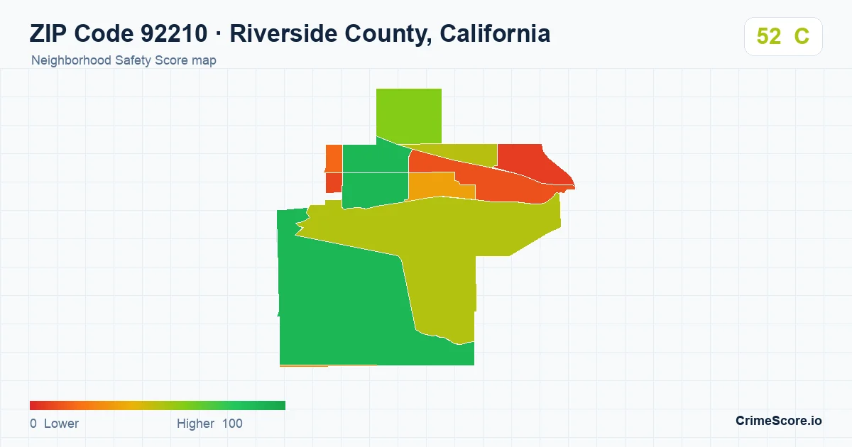 ZIP Code 92210 in Riverside County, California neighborhood Safety Score map