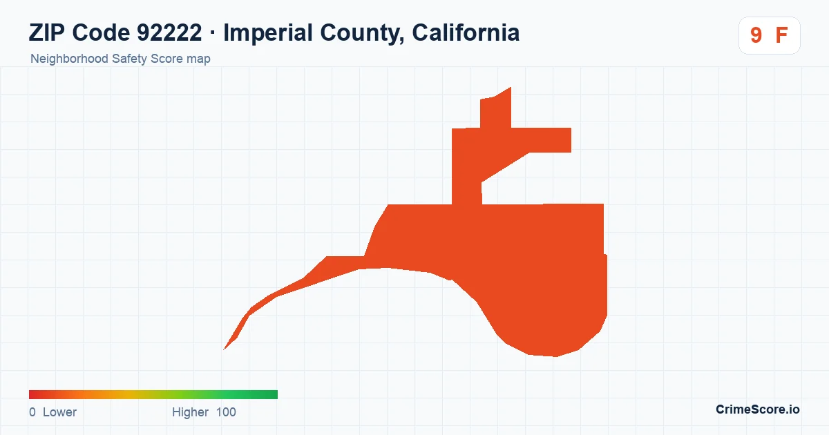 ZIP Code 92222 in Imperial County, California neighborhood Safety Score map