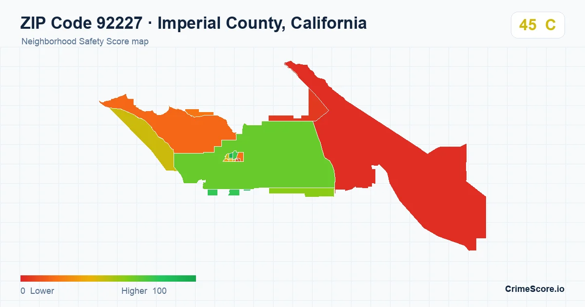 ZIP Code 92227 in Imperial County, California neighborhood Safety Score map