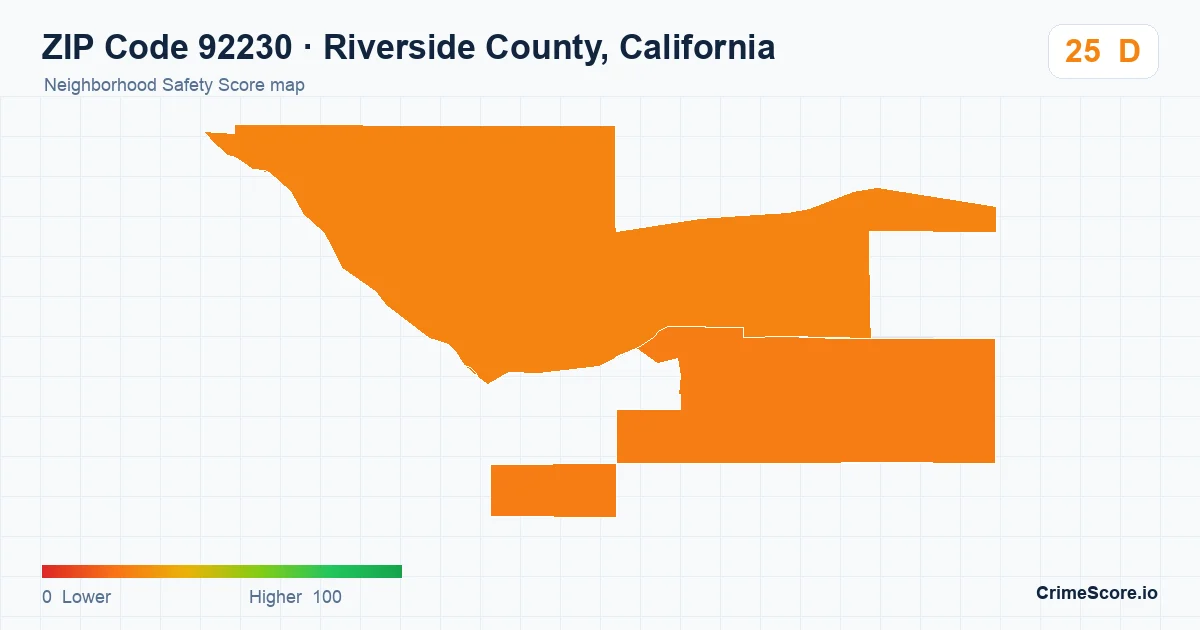 ZIP Code 92230 in Riverside County, California neighborhood Safety Score map