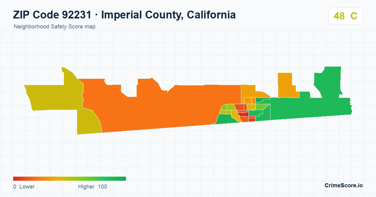 ZIP Code 92231 in Imperial County, California neighborhood Safety Score map