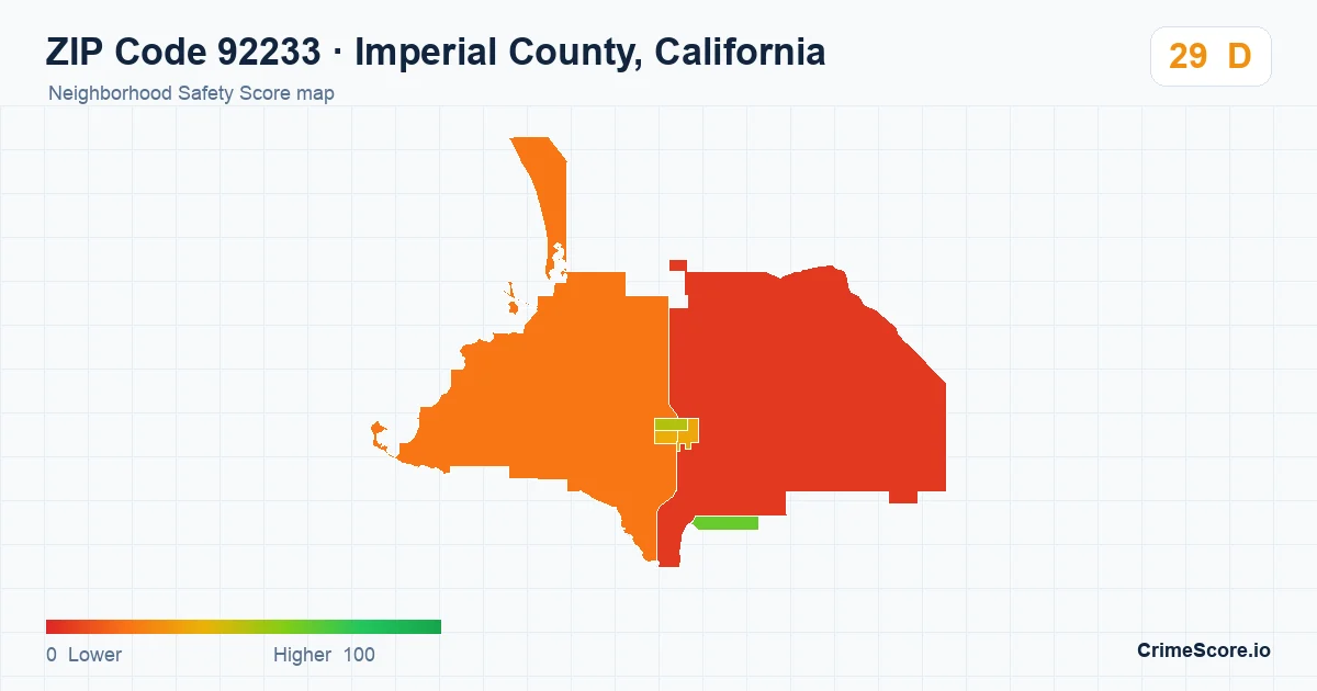 ZIP Code 92233 in Imperial County, California neighborhood Safety Score map