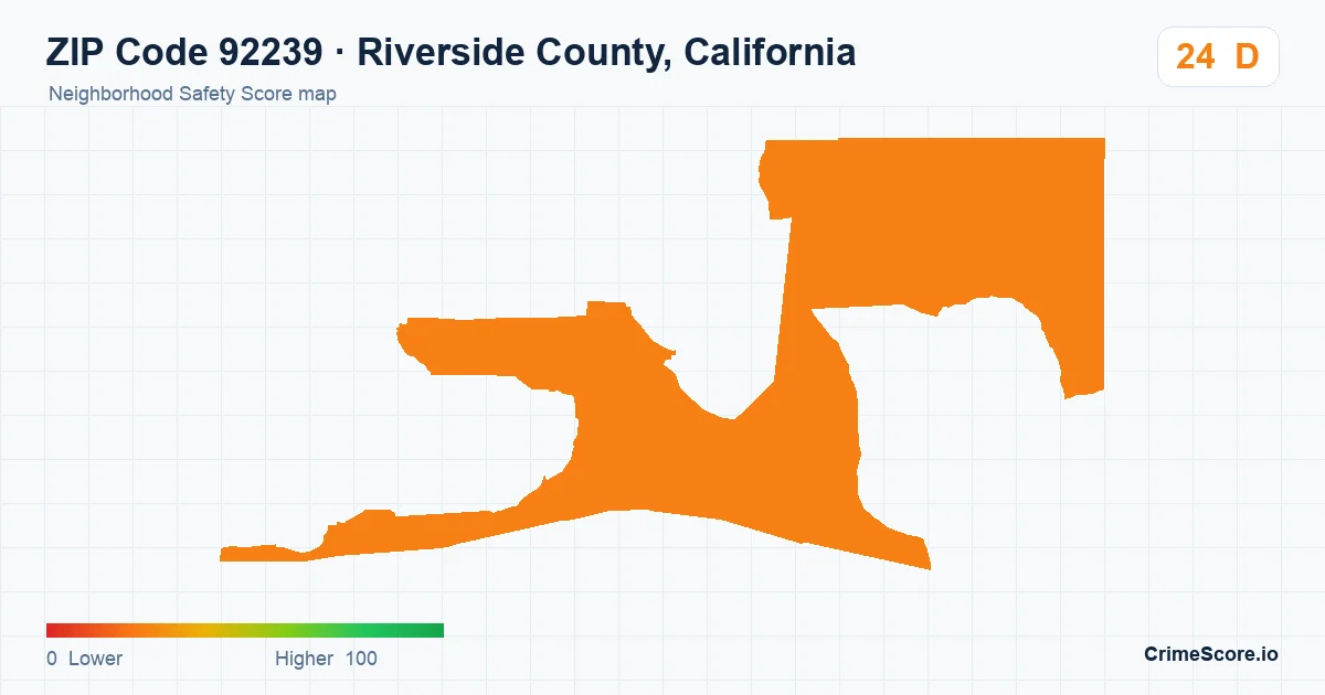 ZIP Code 92239 in Riverside County, California neighborhood Safety Score map