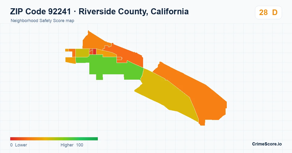 ZIP Code 92241 in Riverside County, California neighborhood Safety Score map