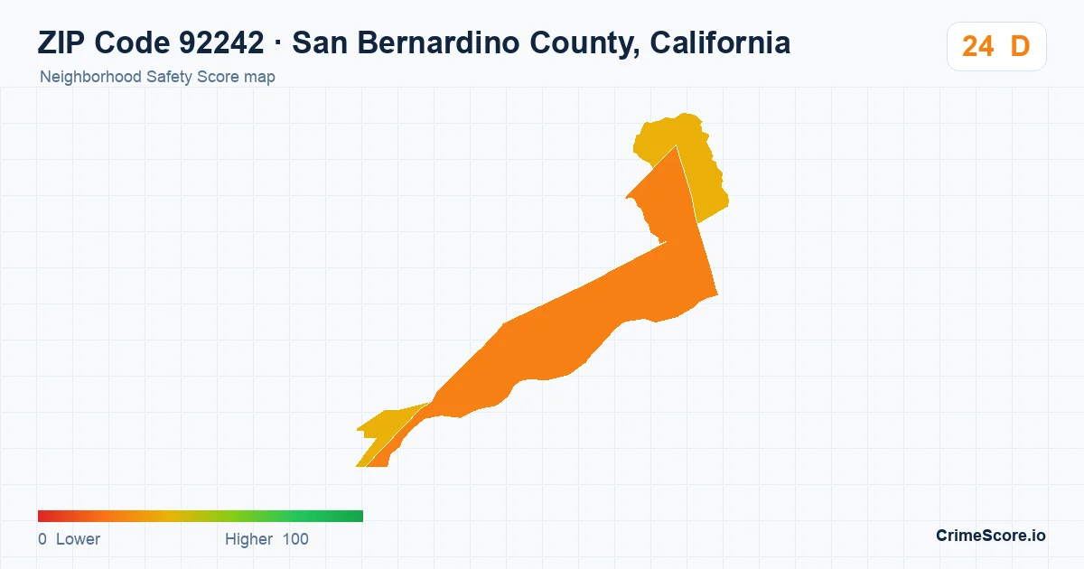 ZIP Code 92242 in San Bernardino County, California neighborhood Safety Score map