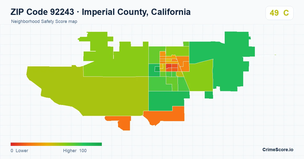 ZIP Code 92243 in Imperial County, California neighborhood Safety Score map