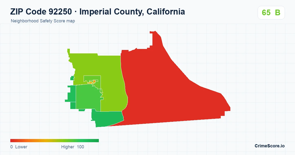 ZIP Code 92250 in Imperial County, California neighborhood Safety Score map