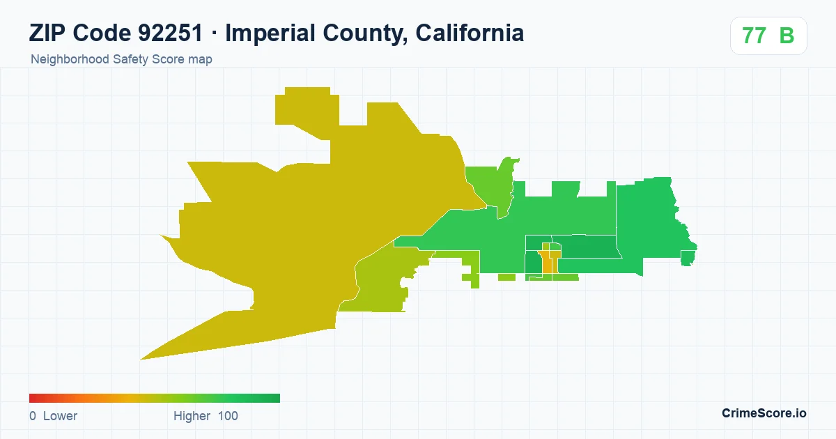 ZIP Code 92251 in Imperial County, California neighborhood Safety Score map