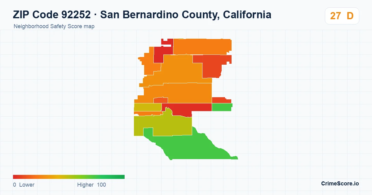 ZIP Code 92252 in San Bernardino County, California neighborhood Safety Score map