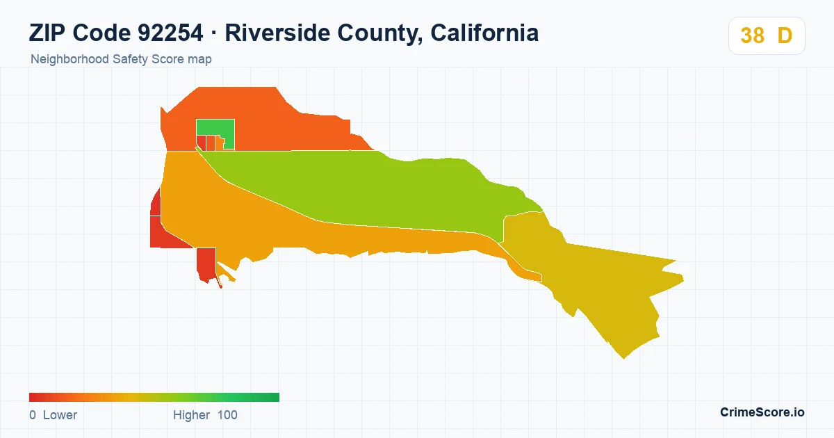 ZIP Code 92254 in Riverside County, California neighborhood Safety Score map