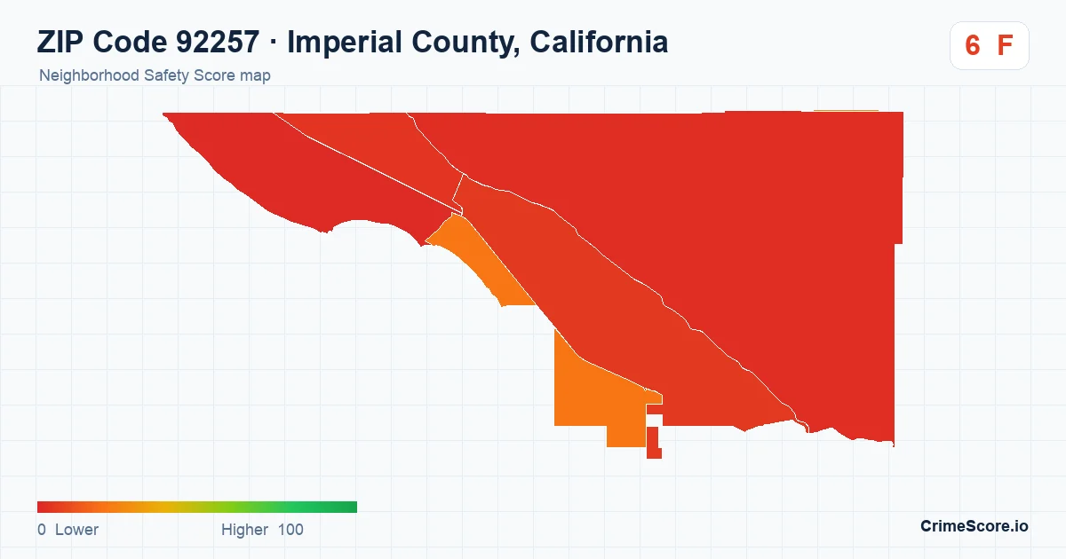 ZIP Code 92257 in Imperial County, California neighborhood Safety Score map