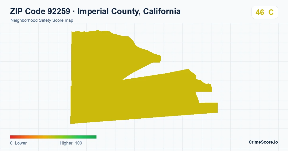 ZIP Code 92259 in Imperial County, California neighborhood Safety Score map
