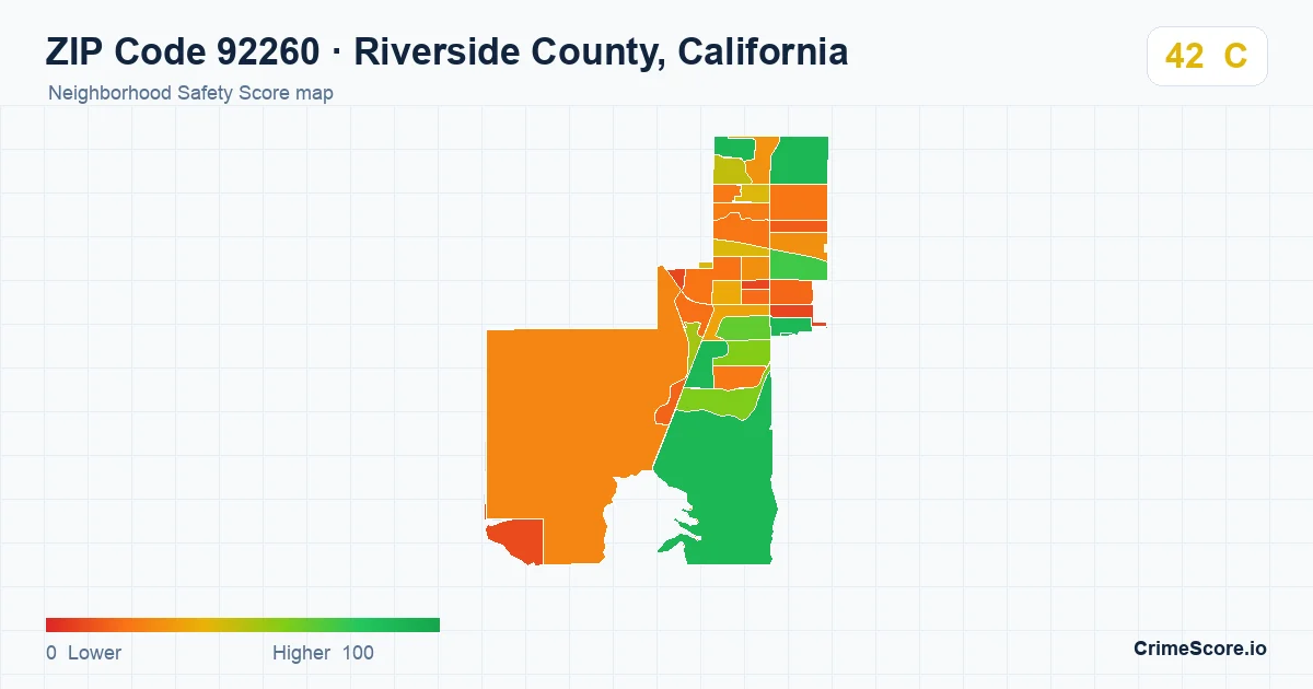ZIP Code 92260 in Riverside County, California neighborhood Safety Score map