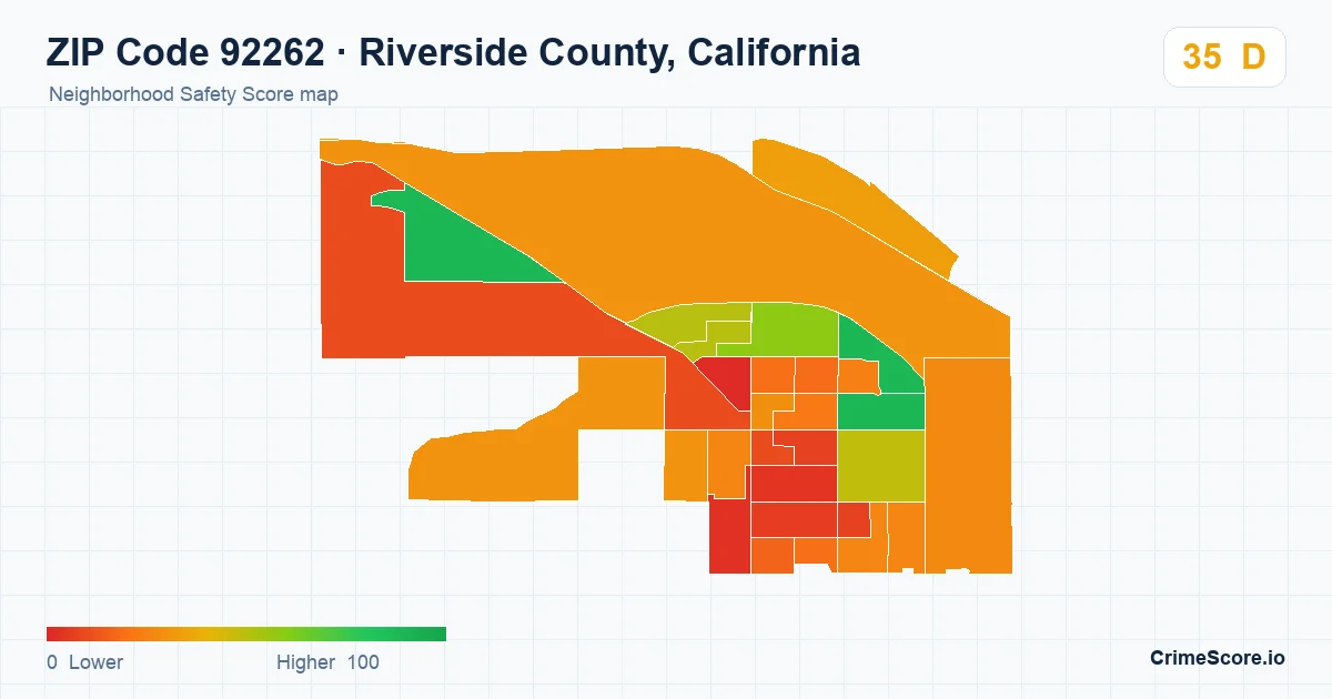 ZIP Code 92262 in Riverside County, California neighborhood Safety Score map