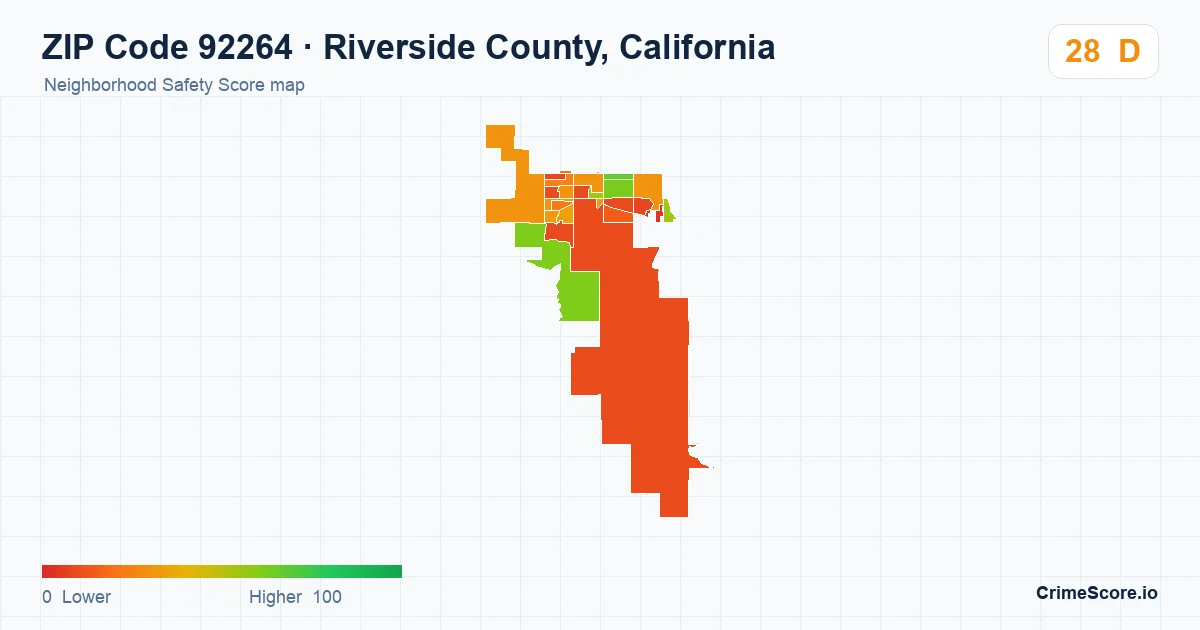 ZIP Code 92264 in Riverside County, California neighborhood Safety Score map