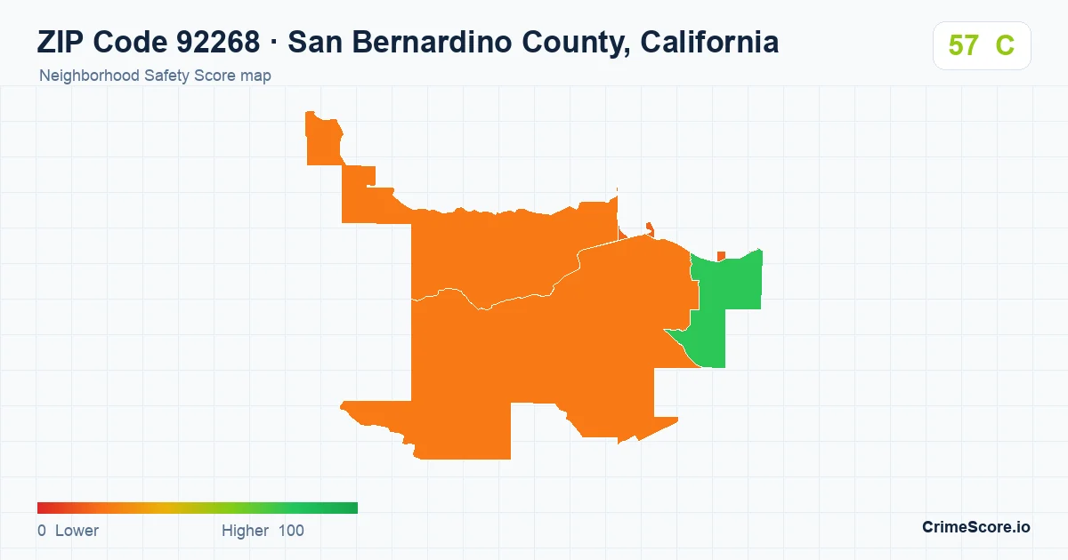 ZIP Code 92268 in San Bernardino County, California neighborhood Safety Score map