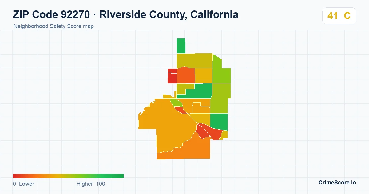 ZIP Code 92270 in Riverside County, California neighborhood Safety Score map