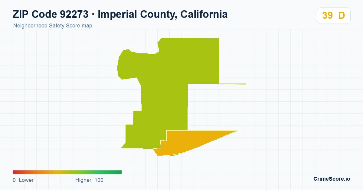 ZIP Code 92273 in Imperial County, California neighborhood Safety Score map
