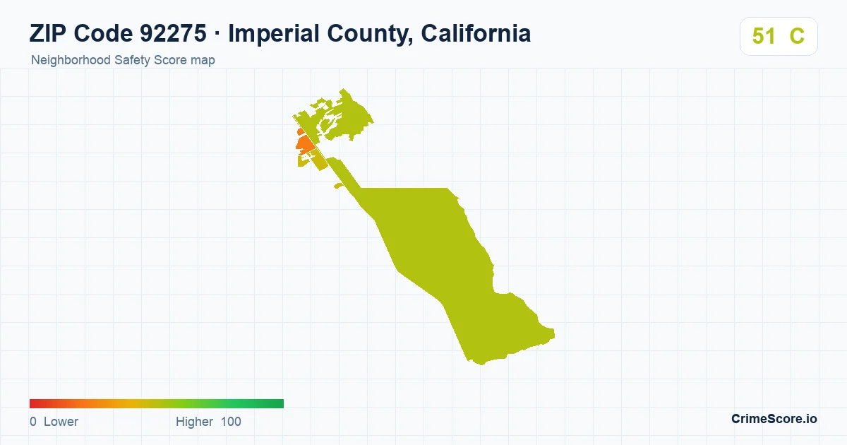 ZIP Code 92275 in Imperial County, California neighborhood Safety Score map