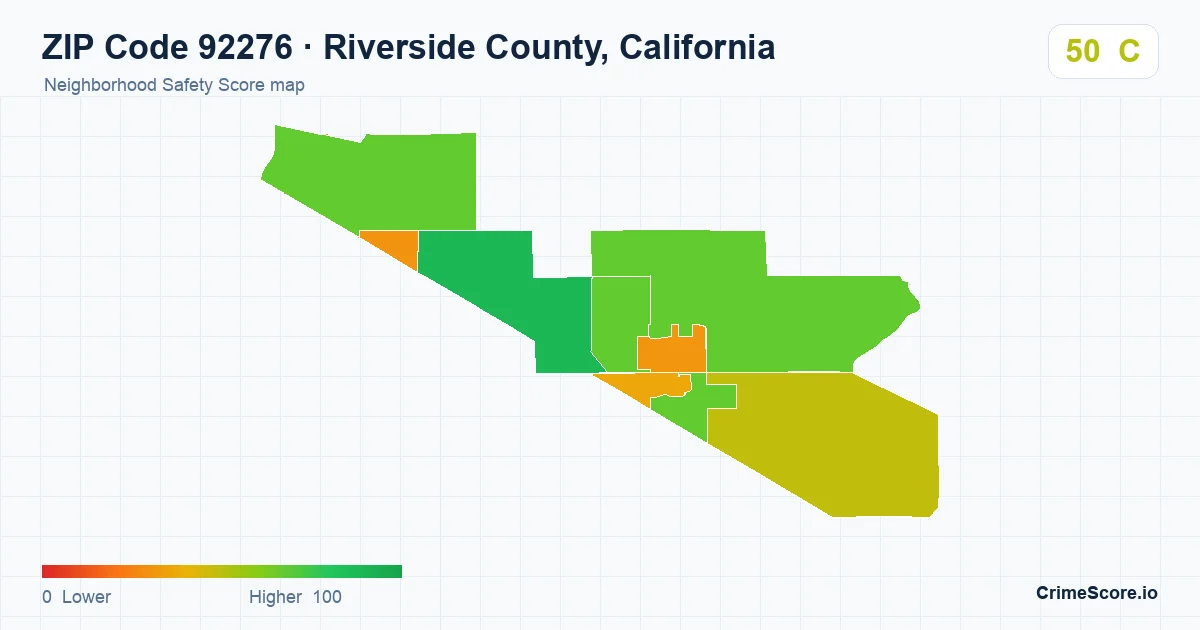 ZIP Code 92276 in Riverside County, California neighborhood Safety Score map