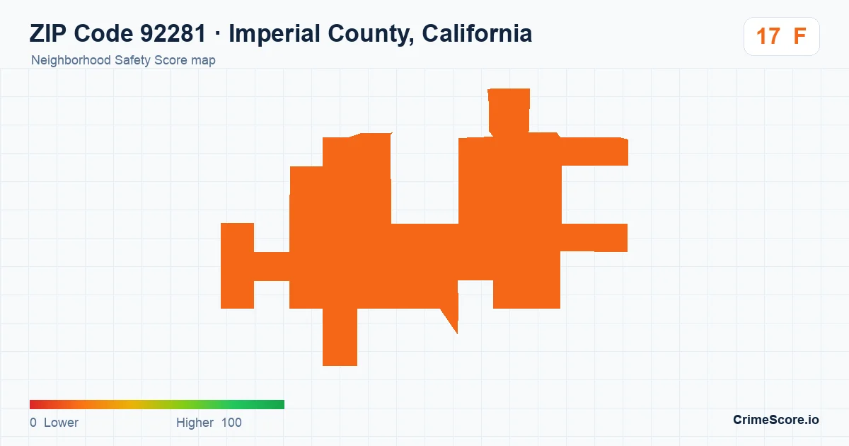 ZIP Code 92281 in Imperial County, California neighborhood Safety Score map